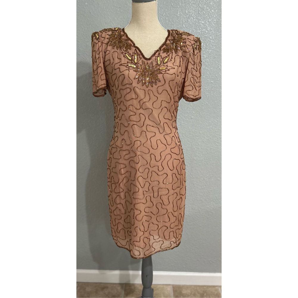 Dress Beaded Silky Nites NY retro 20’s NNT Show Stopper